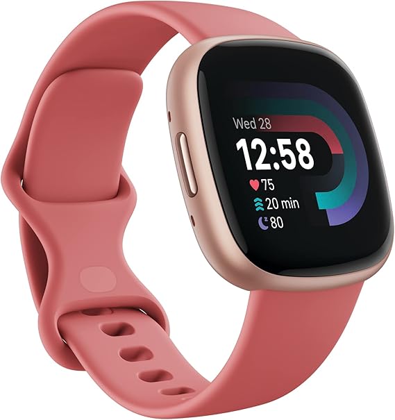Fitbit Versa 4: Advanced Fitness Smartwatch with Built-in GPS + 24/7 Heart Rate, Daily Readiness Score, 40+ Exercise Modes, Sleep & Stress Tracking | 1-Year Warranty, 14-Day Hassle-Free Returns + Free Airpods