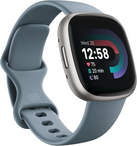 Fitbit Versa 4: Advanced Fitness Smartwatch with Built-in GPS + 24/7 Heart Rate, Daily Readiness Score, 40+ Exercise Modes, Sleep & Stress Tracking | 1-Year Warranty, 14-Day Hassle-Free Returns + Free Airpods