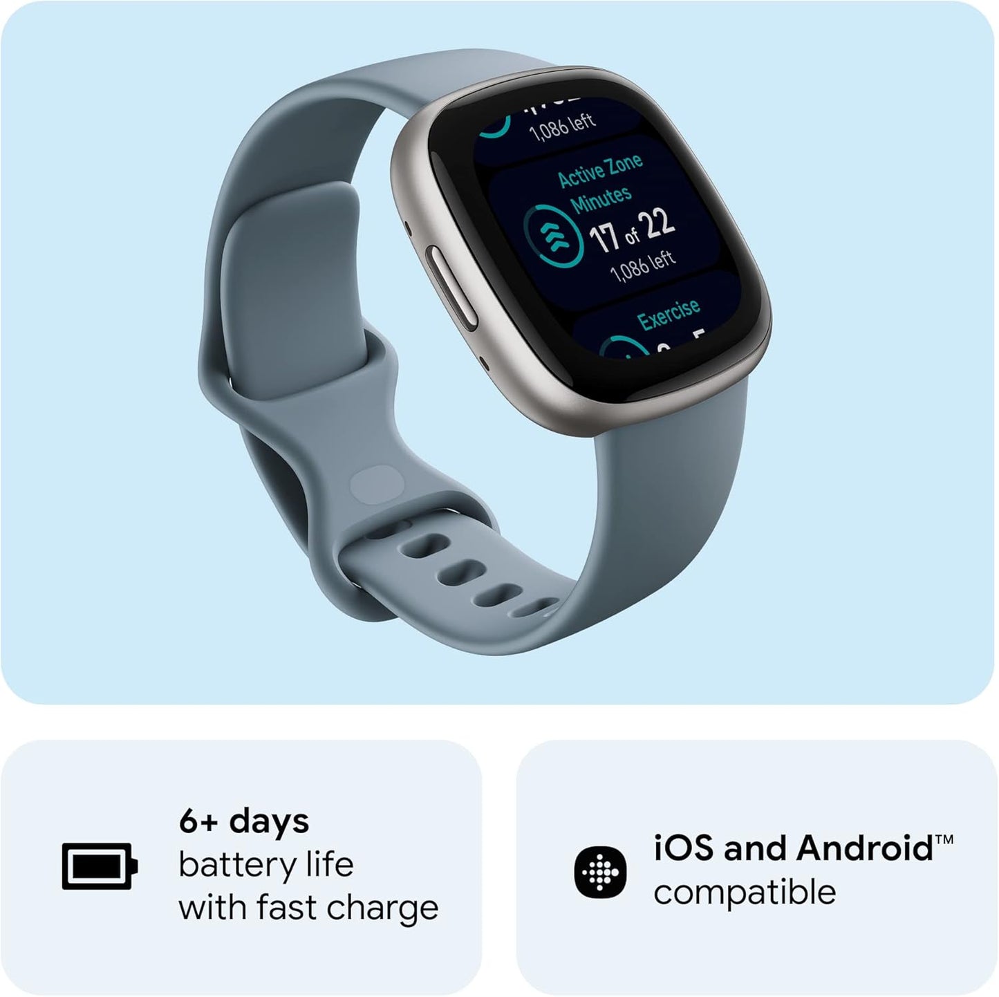 Fitbit Versa 4: Advanced Fitness Smartwatch with Built-in GPS + 24/7 Heart Rate, Daily Readiness Score, 40+ Exercise Modes, Sleep & Stress Tracking | 1-Year Warranty, 14-Day Hassle-Free Returns + Free Airpods