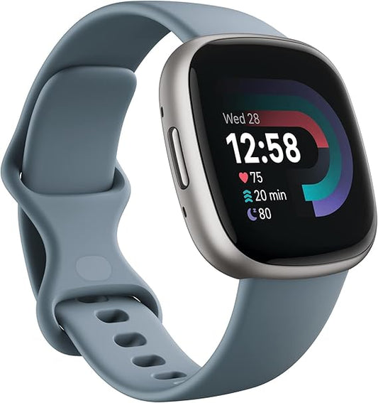 Fitbit Versa 4: Advanced Fitness Smartwatch with Built-in GPS + 24/7 Heart Rate, Daily Readiness Score, 40+ Exercise Modes, Sleep & Stress Tracking | 1-Year Warranty, 14-Day Hassle-Free Returns + Free Airpods
